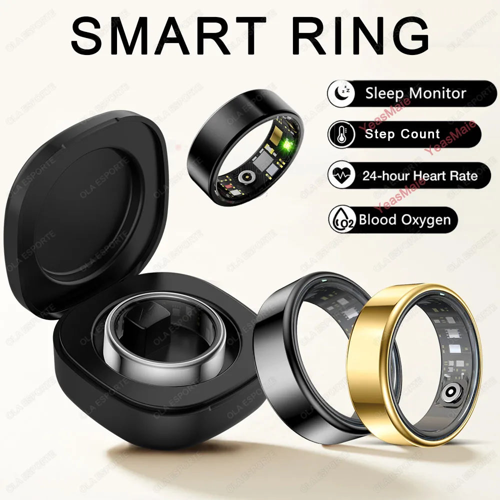 2026 New Smart Ring Men Women, Heart Rate Blood Oxygen and Sleep Monitor Smartring IP68 & 5ATM Waterproof, Multi-Sport Mode Ring